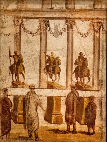 Fresque Lecture d'un édit, Pompéi, Praedia di Giulia Felice, Musée Archéologique de Naples
