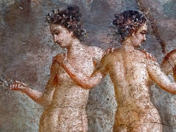 Fresque, Les Trois Grâces, les Charites Aglaé, Euphrosyne et Thalie, Pompéi, Casa di Titus Dentatius Panthera, Musée Archéologique de Naples