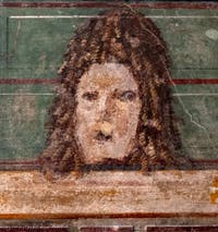 Fresque Masque tragique, Pompéi, Insula Orientalis, Musée Archéologique de Naples