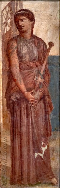 Fresque, Médée avec son épée médite sur la mort de ses enfants, Augusteum, Herculanum, musée archéologique de Naples