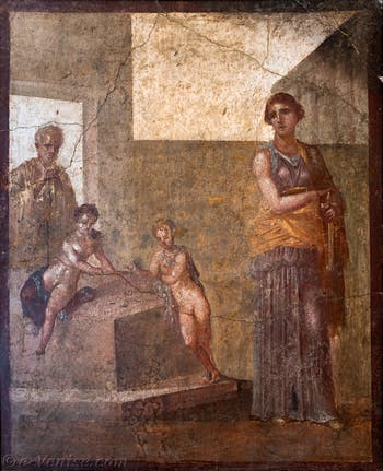 Fresque, Médée et ses enfants, Casa dei Dioscuri, Pompéi, musée archéologique de Naples