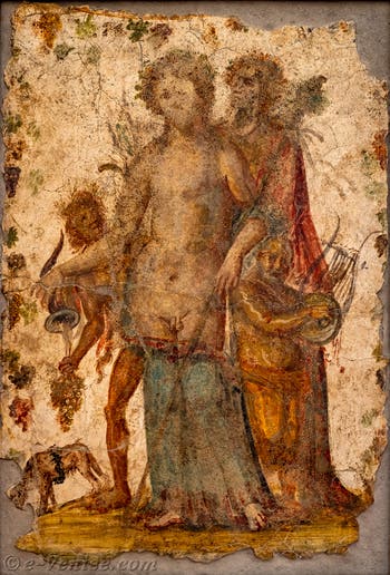 Fresque Dionysos et une Ménade, Pompéi, Musée Archéologique de Naples