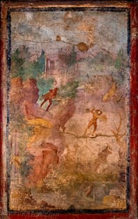 Fresque Le Mythe de Marsyas, Pompéi, Casa della Regina Margherita, Musée Archéologique de Naples