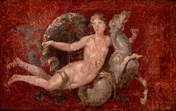 Fresque Néréide sur un cheval marin, Stabiae, Villa di Arianna, Musée Archéologique de Naples
