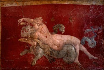 Fresque Néréide sur une panthère, Stabiae, Villa di Arianna, Musée Archéologique de Naples