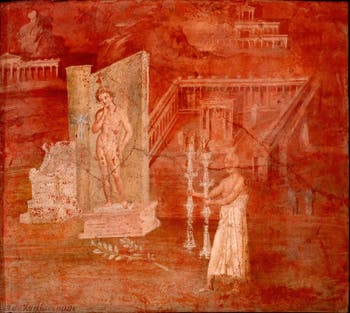 Fresque Offrande à la statue d'Harpocrate, Pompéi, Temple d'Isis, Porticus, Musée Archéologique de Naples