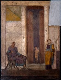 Fresque Pâris et Hélène, Pompéi, Casa di Giasone, Musée Archéologique de Naples