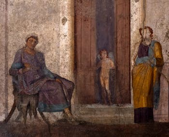 Fresque Pâris et Hélène, Pompéi, Casa di Giasone, Musée Archéologique de Naples