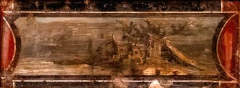 Fresque Paysage architectural et fluvial, Pompéi, Musée Archéologique de Naples