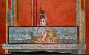 Fresque Paysage nilotique, Pompéi, Temple d'Isis, Porticus, Musée Archéologique de Naples