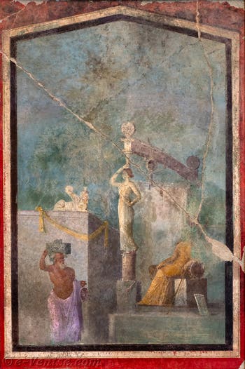 Fresque Paysage idyllique et sacré, Pompéi, Musée Archéologique de Naples