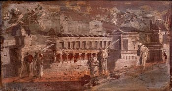 Fresque Pêcheurs le long d'une rivière, Herculanum, Musée Archéologique de Naples