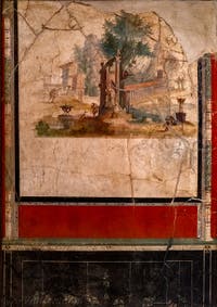 Fresque Paysage idyllique et sacré, Boscoreale, Villa di Agrippa, Musée Archéologique de Naples