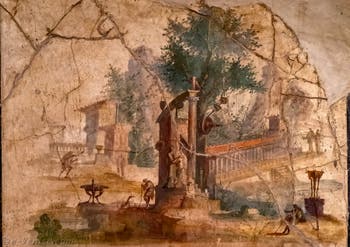 Fresque Paysage idyllique et sacré, Boscoreale, Villa di Agrippa, Musée Archéologique de Naples