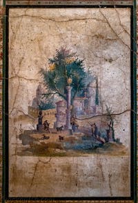 Fresque Paysage idyllique et sacré, Boscoreale, Villa di Agrippa, Musée Archéologique de Naples