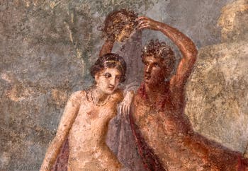 Fresque Persée soulevant la tête de la Méduse et Andromède, Pompéi, Casa della Saffo, Musée Archéologique de Naples