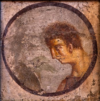 Fresque Portrait d'un jeune homme de profil, Pompéi, Villa di Cicerone, Musée Archéologique de Naples