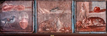 Fresque Nature morte, La table des Romains, Herculanum, Casa dei Cervi, Musée Archéologique de Naples
