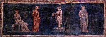 Fresque Prédelle, Initiation dionysiaque, Bacchus obscène, Herculanum, Musée Archéologique de Naples