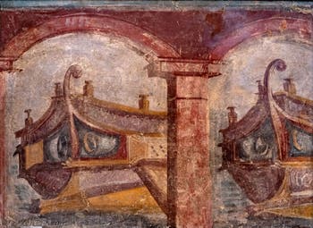 Fresque Proues de Navires, Pompéi, Insula Occidentalis, Musée Archéologique de Naples