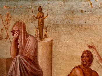 Fresque Le Sacrifice d'Iphigénie, Pompéi, Casa del Poeta Tragico, Musée Archéologique de Naples