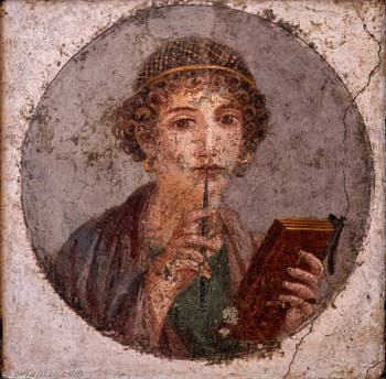 Fresque La Poétesse Sappho, Pompéi, Insula Occidentalis, Musée Archéologique de Naples