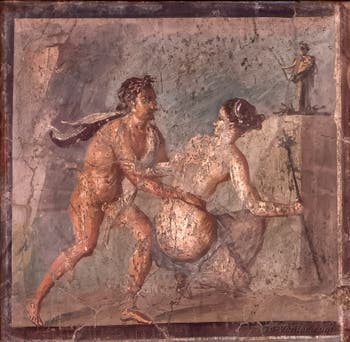 Satyre qui surprend une jeune fille, Cabinet érotique, Musée Archéologique de Naples