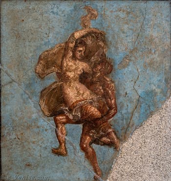 Fresque Satyre et Ménade en vol, Pompéi, Casa dei Dioscuri, Musée Archéologique de Naples