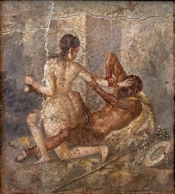 Satyre qui essaie de s'accoupler à un hermaphrodite, Pompei, Cabinet érotique, Musée Archéologique de Naples