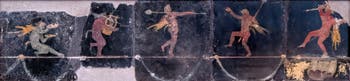 Fresque Satyres dansants, Pompéi, Villa di Cicerone, Musée Archéologique de Naples