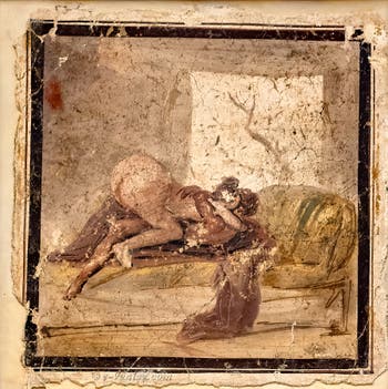 Scène représentant un acte sexuel, Pompei, Lupanar, Musée Archéologique de Naples
