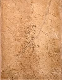 Graffiti représentant un acte sexuel, Pompei, Lupanar, Musée Archéologique de Naples