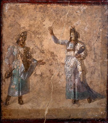 Fresque Scène de Tragédie, Pompéi, Casa dei Dioscuri, Musée Archéologique de Naples