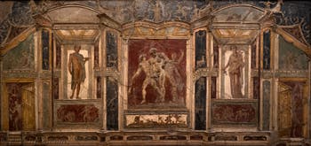 Fresque Hermès, Satyres et Nymphe, Pompéi, Casa di Meleagro, Musée Archéologique de Naples