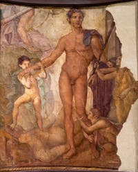 Fresque Thésée libérateur des Athéniens, Herculanum, Augusteum, Musée Archéologique de Naples