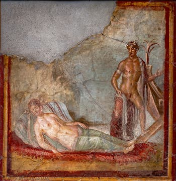 Fresque Thésée abandonne Ariane, Pompéi, Casa dei Capitelli Colorati, Musée Archéologique de Naples