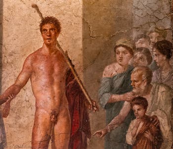 Fresque Thésée libérateur des Athéniens, Pompéi, Casa di Gavius Rufus, Musée Archéologique de Naples
