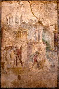 Fresque Ulysse vole le Palladium, Pompéi, II 6, Triclino, Musée Archéologique de Naples