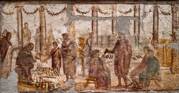 Fresque Vente d'ustensiles de cuisine et de chaussures, Pompéi, Praedia di Giulia Felice, Musée Archéologique de Naples