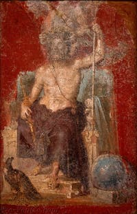 Fresque Zeus en trône, Pompéi, Casa dei Dioscuri, Musée Archéologique de Naples
