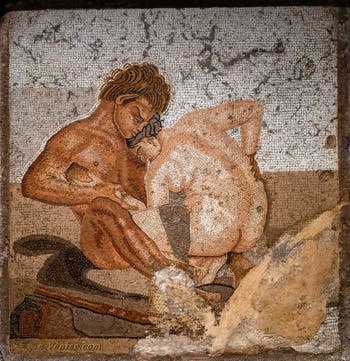 Satyre et Nymphe, Pompéi, Casa del Fauno, Cabinet érotique, Musée Archéologique de Naples