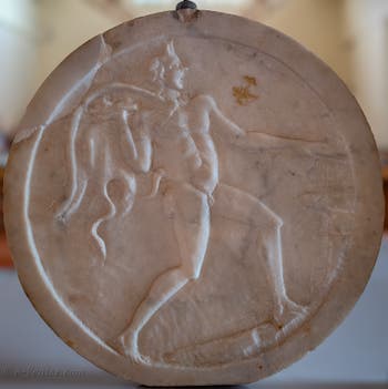Oscillum avec un satyre, Jardin de la maison IX 1,7, Pompéi, musée archéologique de Naples en Italie