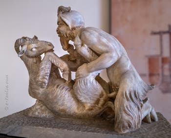 Le dieu Pan avec une chèvre, Herculanum, Villa dei Papiri, Cabinet érotique, Musée Archéologique de Naples