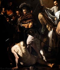 Caravage, les sept œuvres de Miséricorde, Pio Monte della Misericordia à Naples en Italie