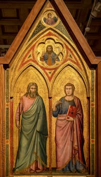 Giotto di Bondone, panneau droit du recto du Triptyque Stefaneschi avec saint André et saint Jean, à la Pinacothèque du Musée du Vatican à Rome