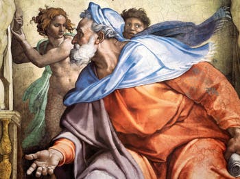 La fresque du prophète Ézéchiel au plafond de la chapelle Sixtine par Michel-Ange au Vatican à Rome