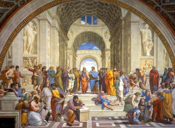 Raphaël, l'école d'Athènes au musée du Vatican à Rome