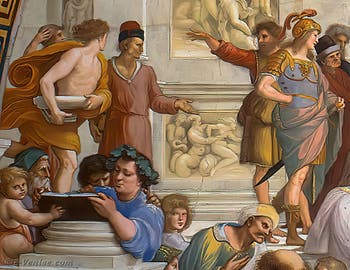 Raphaël, l'école d'Athènes au musée du Vatican à Rome