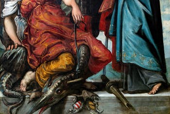 Le Tintoret, saint Louis, saint Georges et la Princesse Sainte Marguerite d'Antioche, aux Galeries de l'Accademia à Venise en Italie