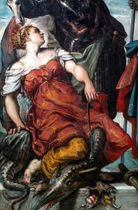 Le Tintoret, saint Louis, saint Georges et la Princesse Sainte Marguerite d'Antioche, aux Galeries de l'Accademia à Venise en Italie